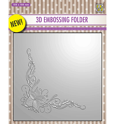 Nelle Choice 3D Embossing Folder - Poinsettia Corner