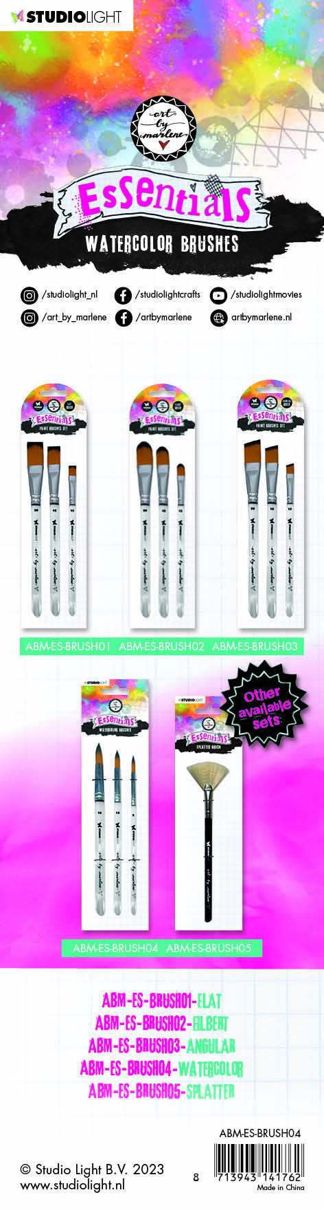 ABM Watercolor Brushes Set of 3 Essentials 298x80x6mm 3 PC nr.04