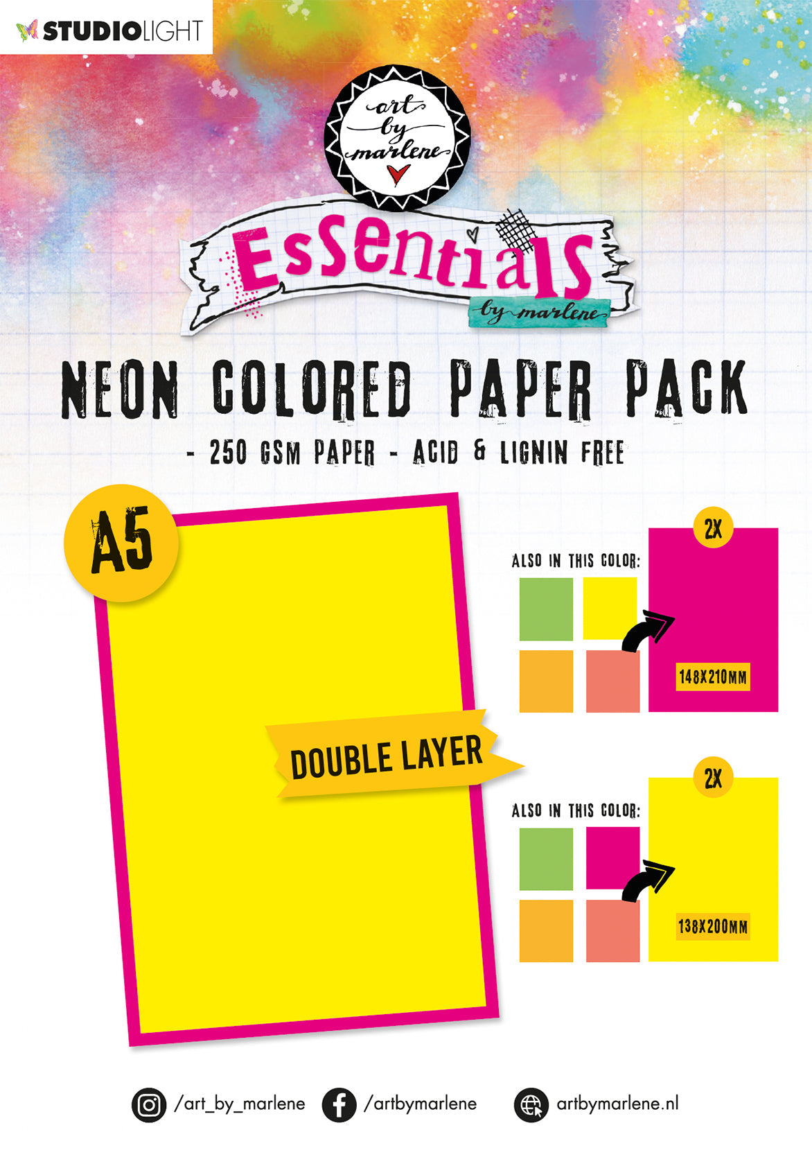 ABM Paper Pack Neon Double Layered Essentials 148x210x10mm  20 SH  nr.105