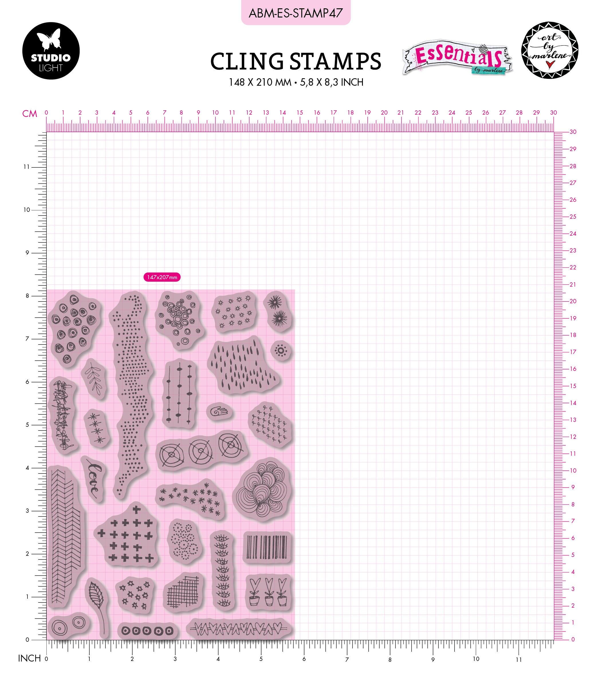 ABM Cling Stamp Exclusive Textures Essentials 153x265x5mm 29 PC nr.47