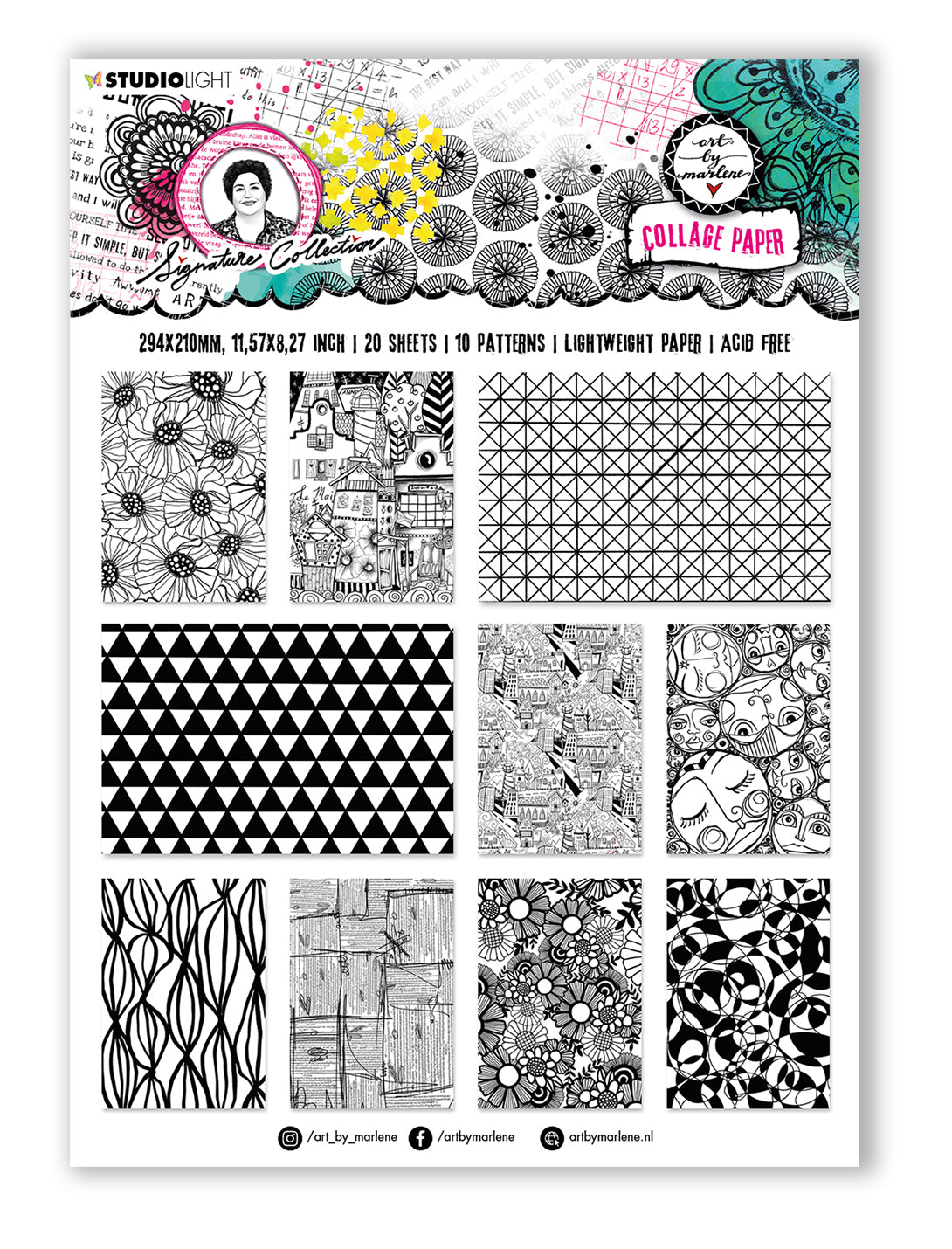 ABM Collage Paper Black And White Signature Collection 210x294x5mm 20 SH nr.01