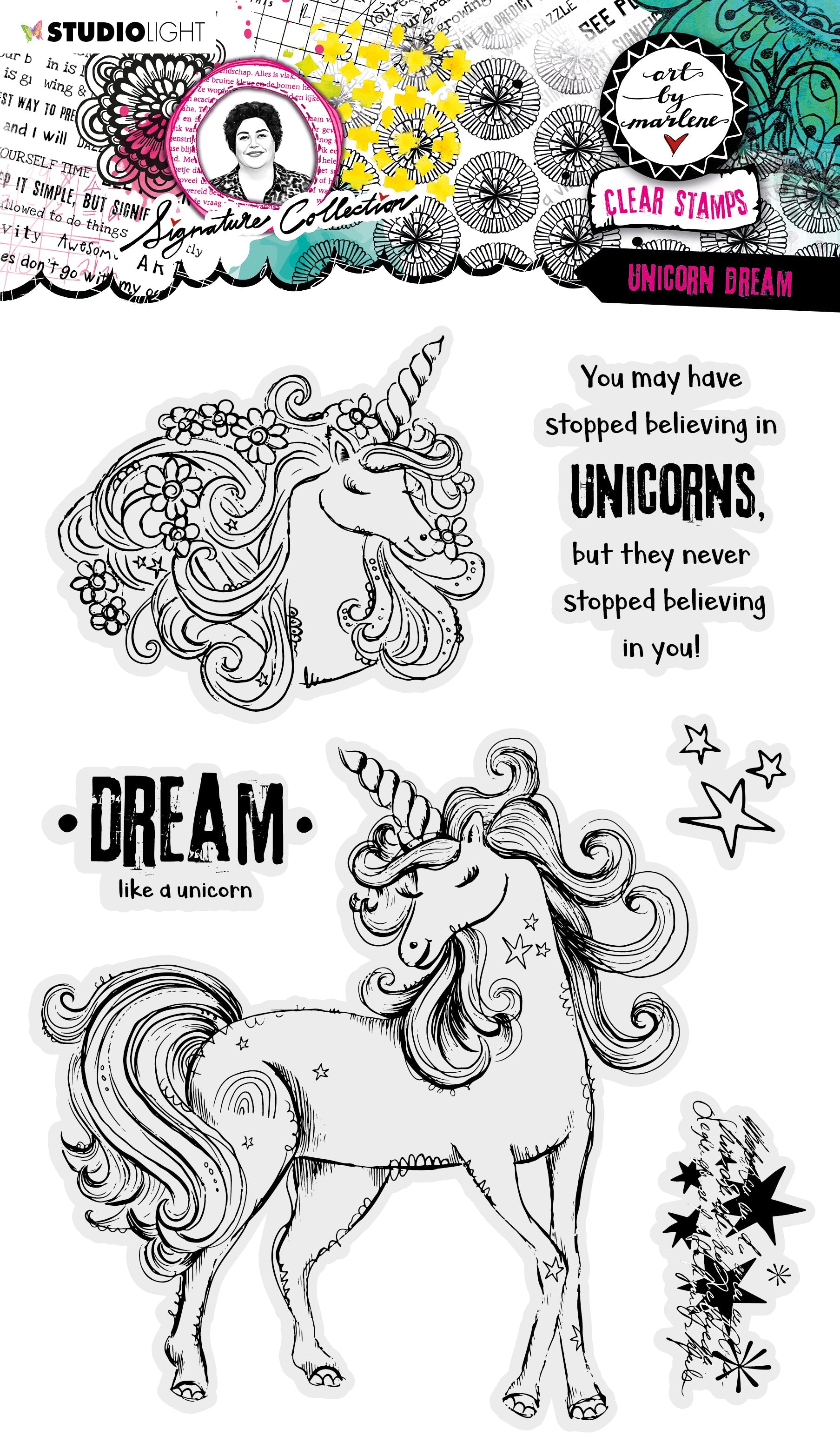 ABM Clear Stamp Unicorn Dream Signature Collection 197x139x3mm 6 PC nr.404