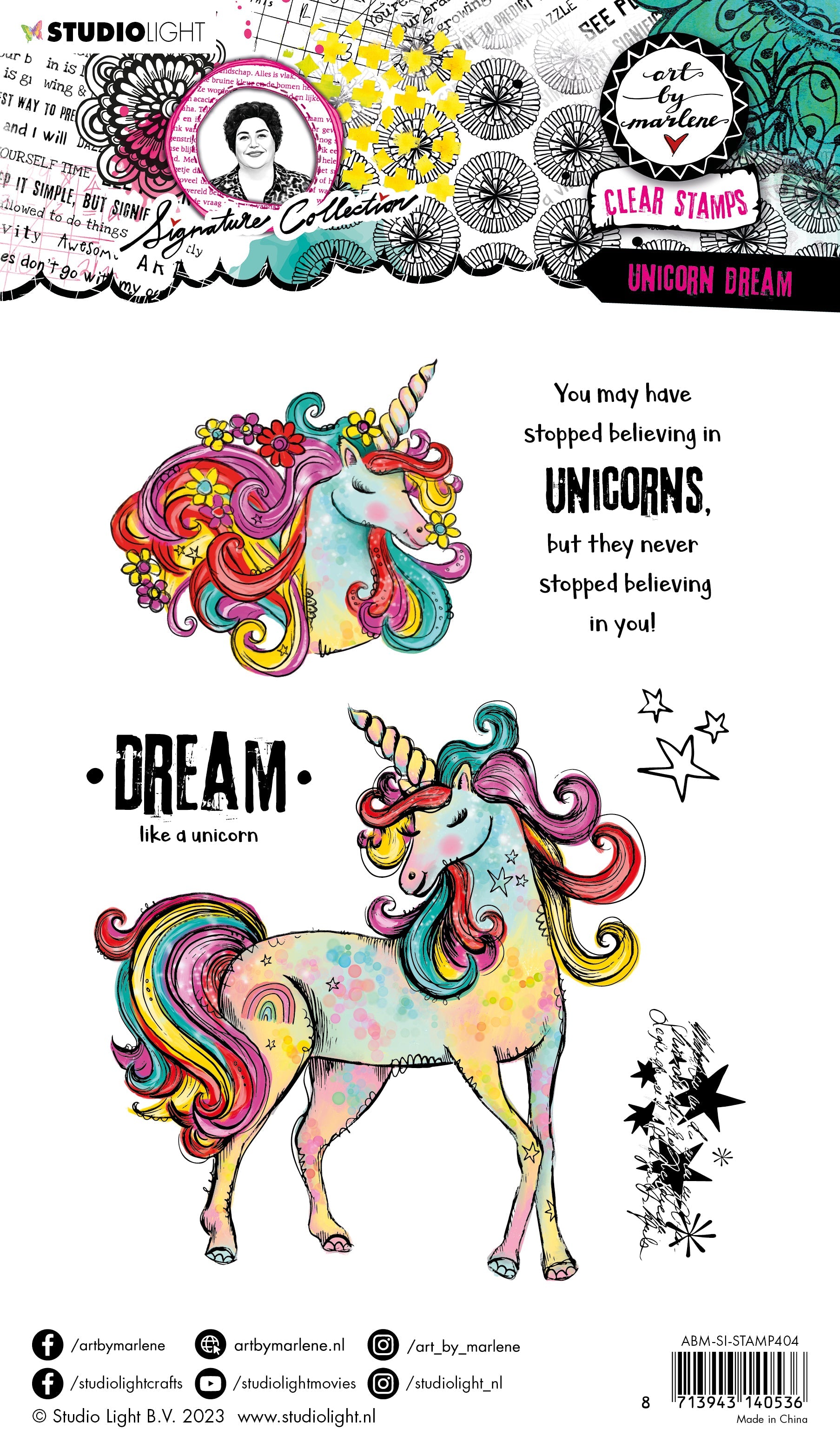 ABM Clear Stamp Unicorn Dream Signature Collection 197x139x3mm 6 PC nr.404