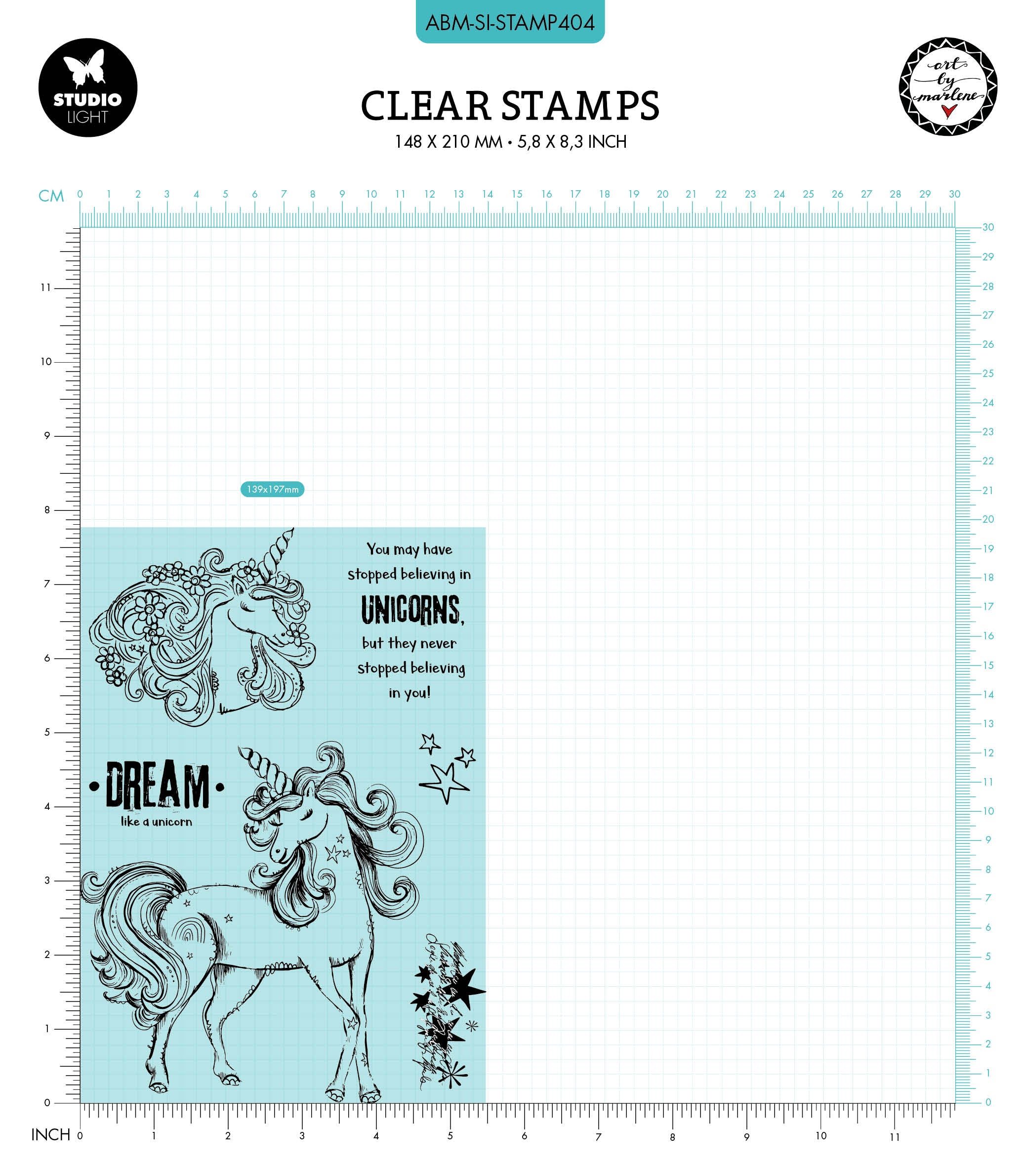 ABM Clear Stamp Unicorn Dream Signature Collection 197x139x3mm 6 PC nr.404