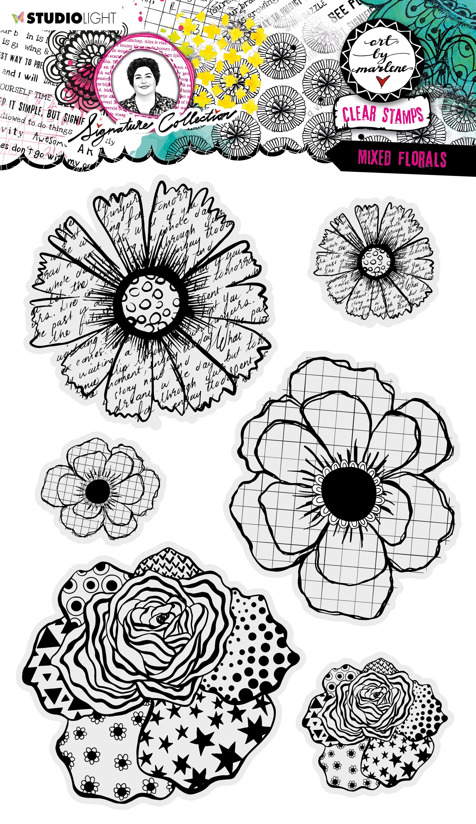 ABM Clear Stamp Mixed Florals Signature Collection 200x139x3mm 6 PC nr.405