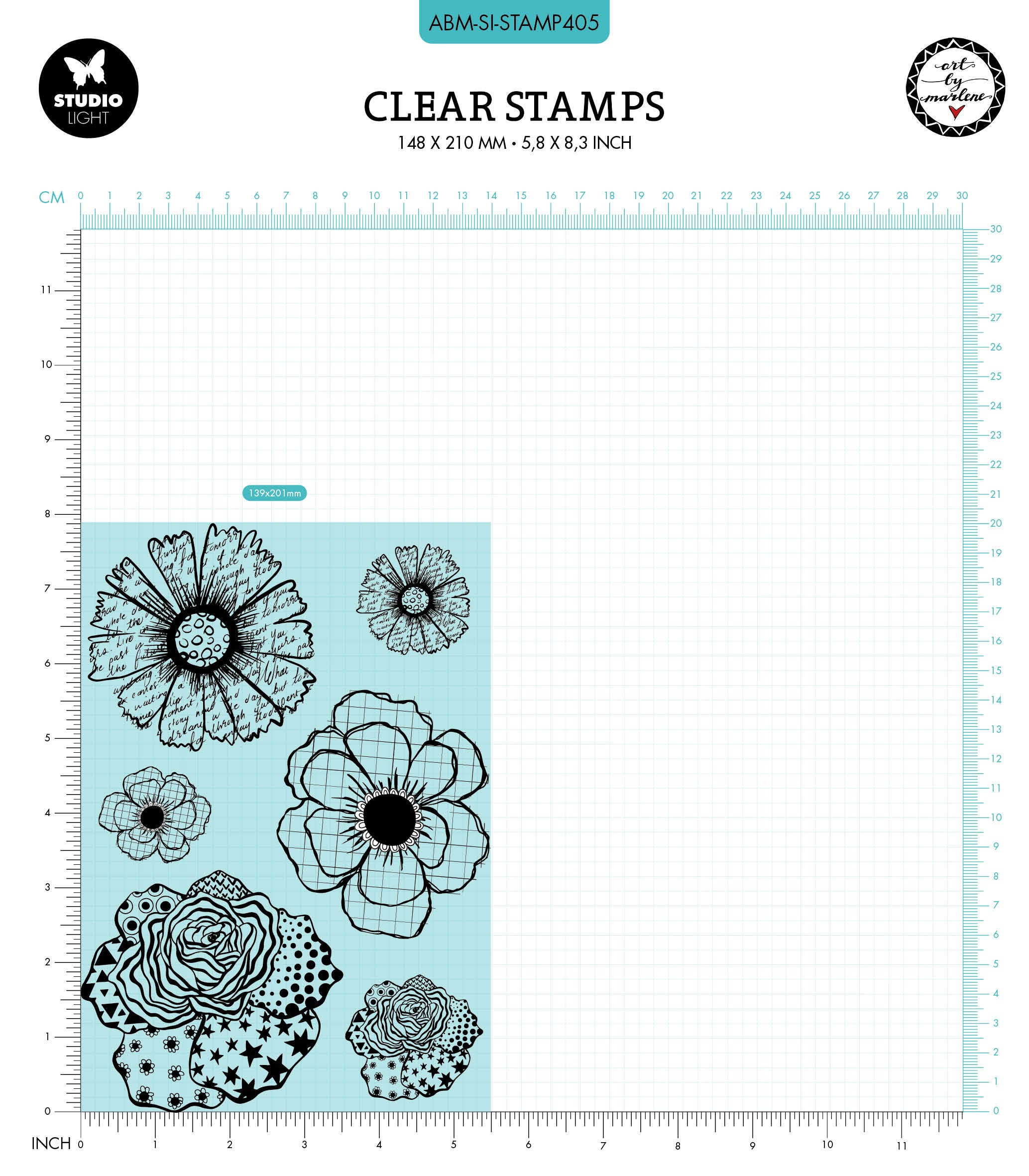 ABM Clear Stamp Mixed Florals Signature Collection 200x139x3mm 6 PC nr.405