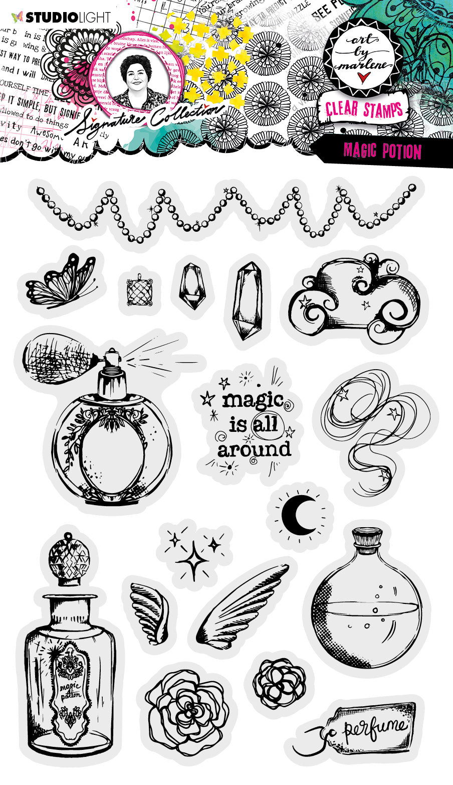 ABM Clear Stamp Magic Potion Signature Collection 148x210x3mm 18 PC nr.505