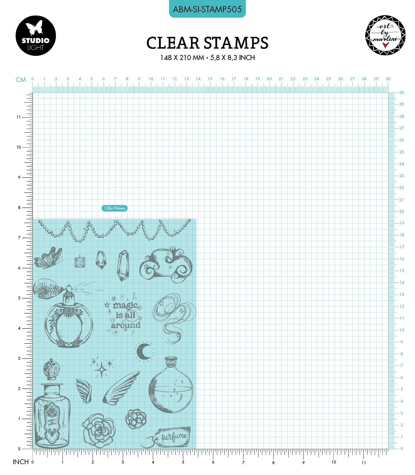 ABM Clear Stamp Magic Potion Signature Collection 148x210x3mm 18 PC nr.505