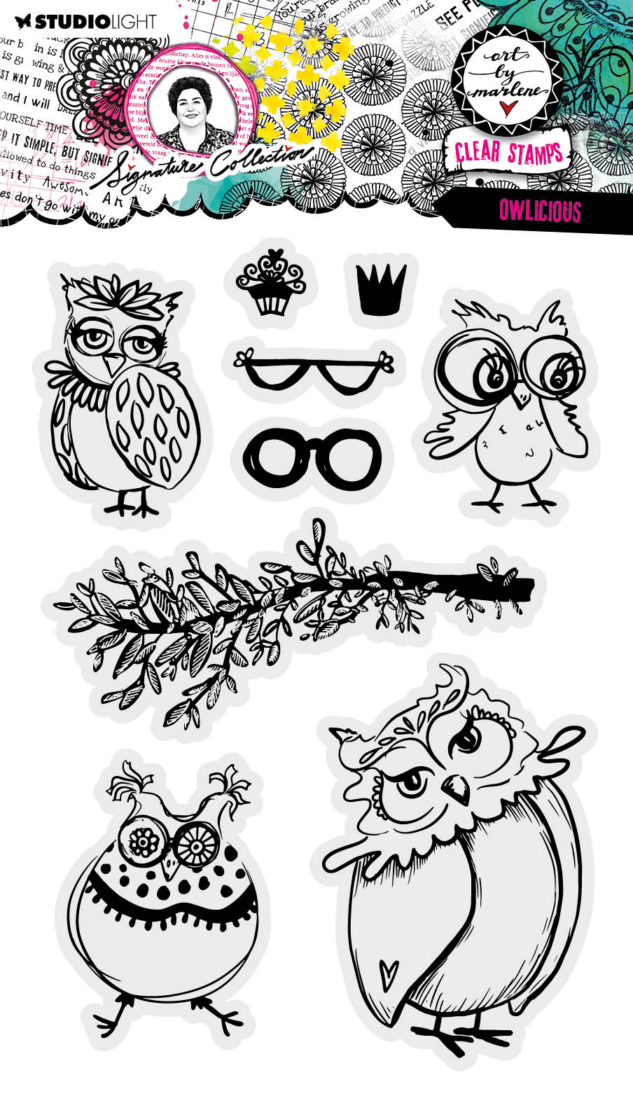 ABM Clear Stamp Owlicious Signature Collection 148x210x3mm 9 PC nr.637