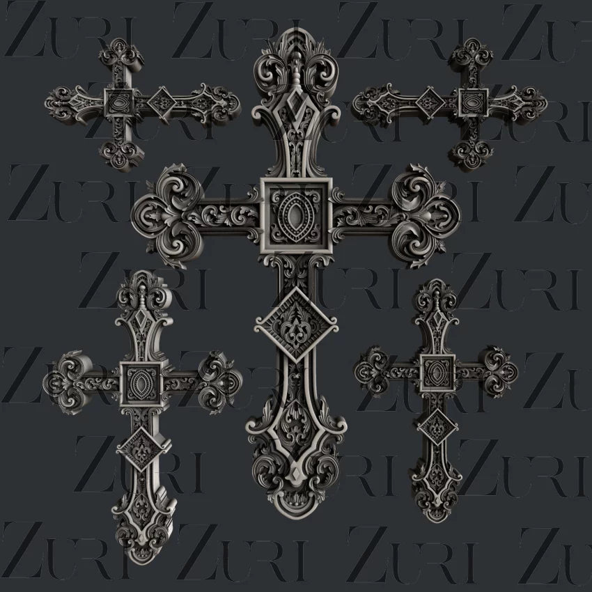Zuri Designs Ornate Crosses Set 3