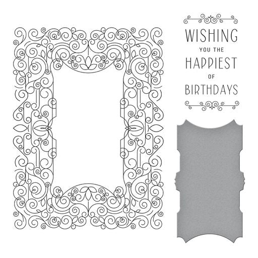 Swirl Birthday Frame Press Plate & Die Set from the BetterPress Collection