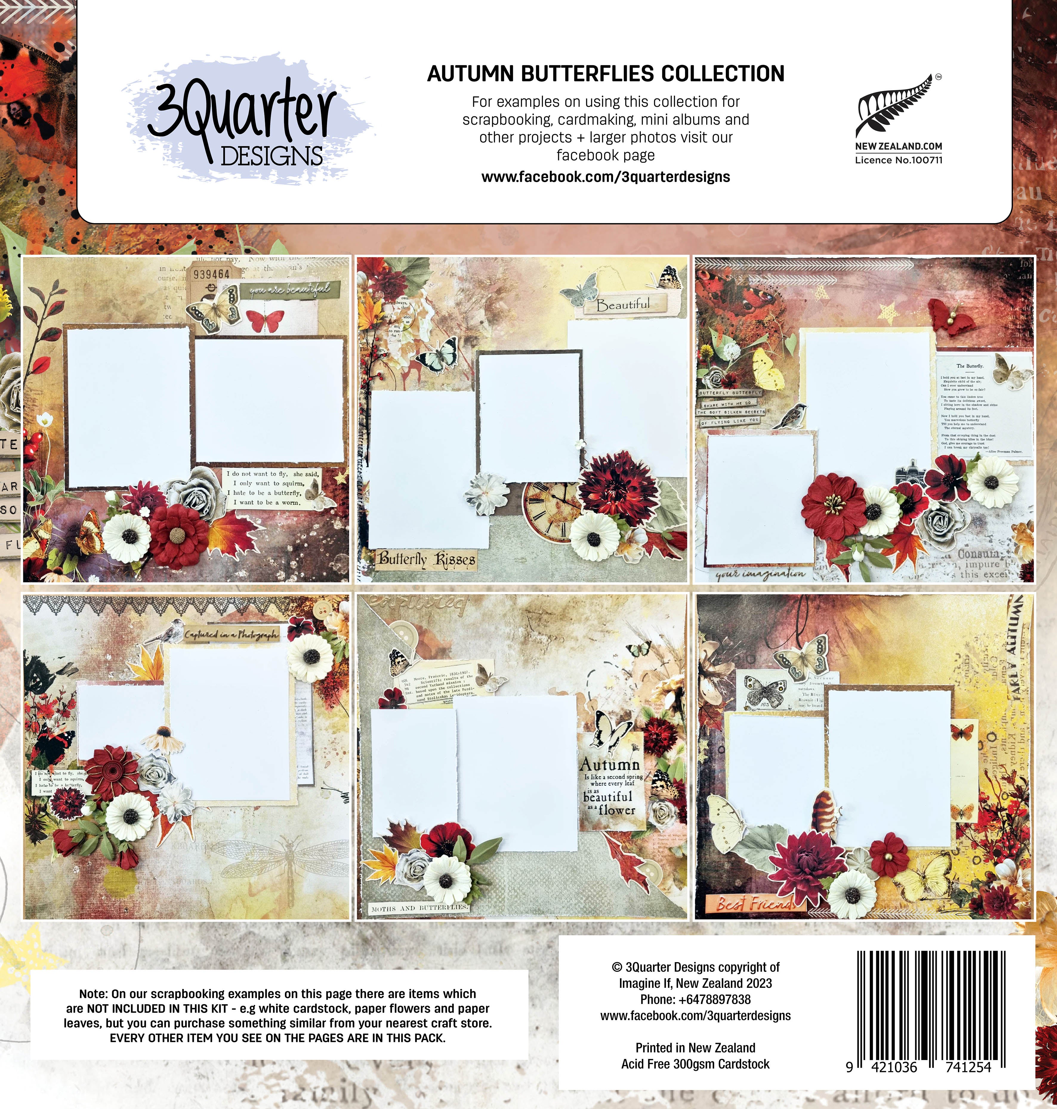 3Quarter Designs - 12" X12" Paper Pack - Autumn Butterfly