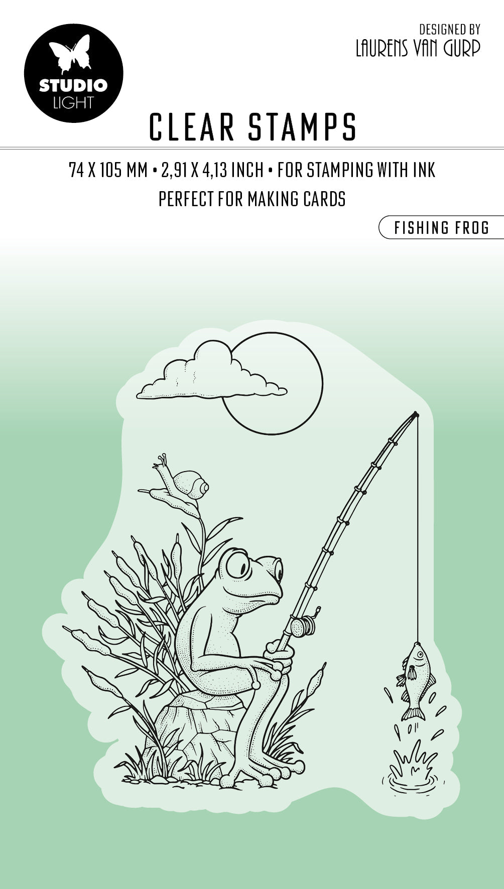 BL Clear Stamp Fishing Frog By Laurens 79x65x3mm 1 PC nr.458
