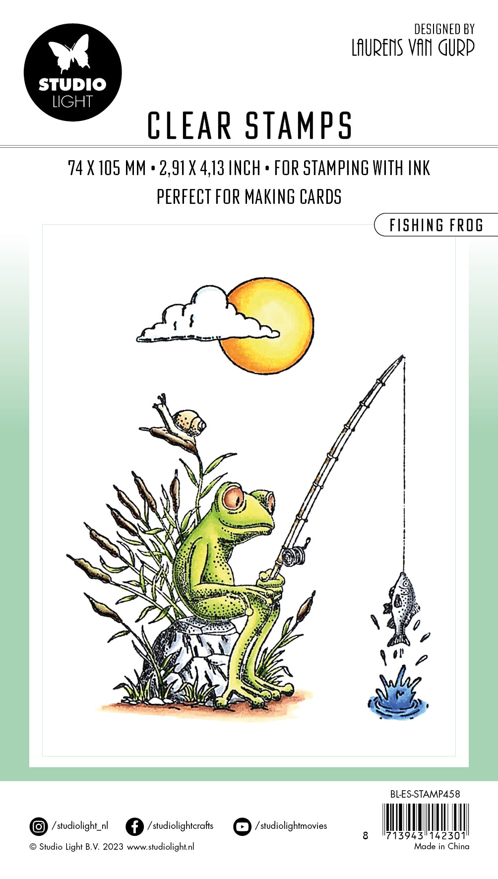 BL Clear Stamp Fishing Frog By Laurens 79x65x3mm 1 PC nr.458