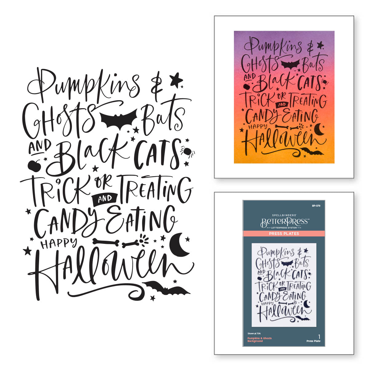 Pumpkins & Ghosts Background Press Plates from the Betterpress Halloween Collection