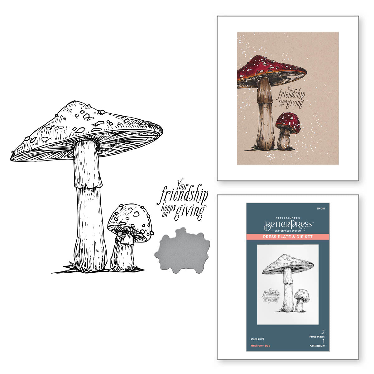 Mushroom Duo Press Plate & Die Set from the BetterPress Autumn Collection