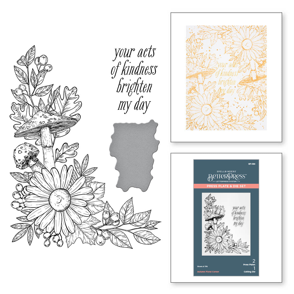 Autumn Floral Corner Press Plate & Die Set from the BetterPress Autumn Collection