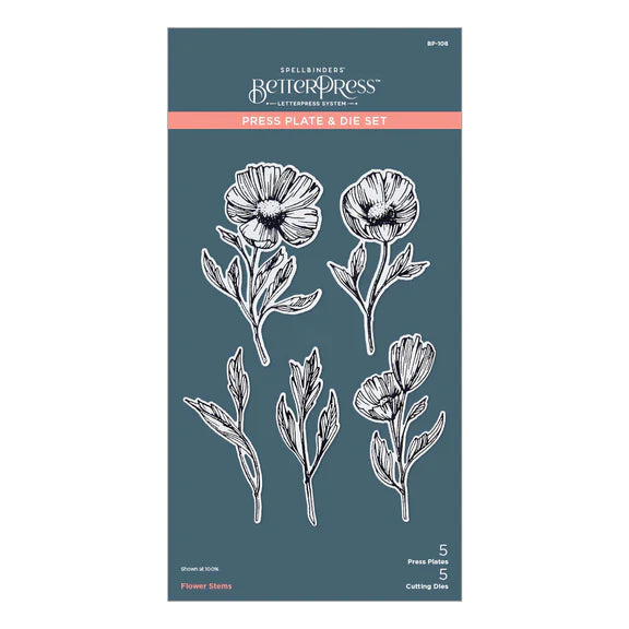 Flower Stems Press Plate & Die Set from the  Pressed Posies Collection