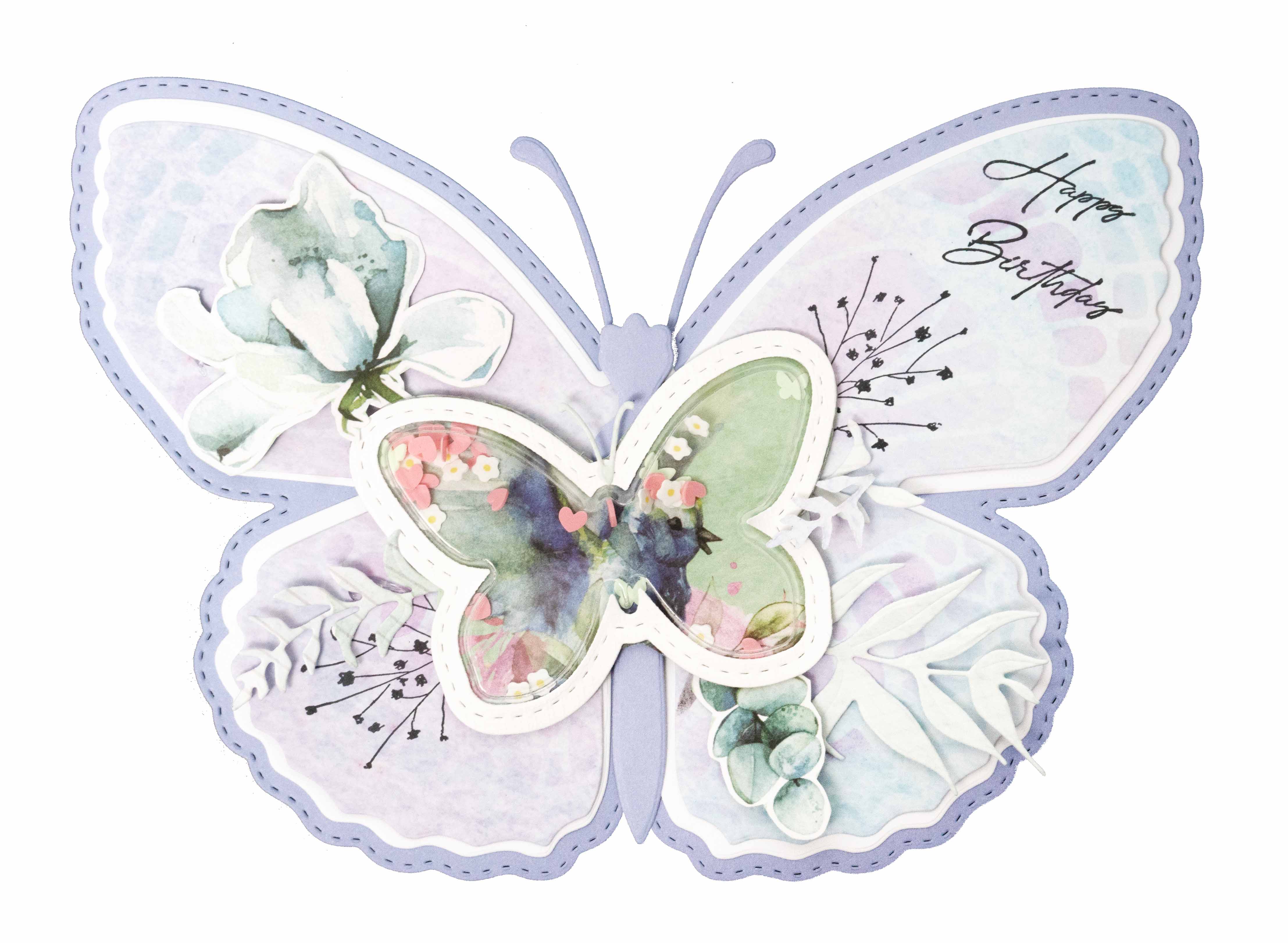 SL Clear Stamp Birthday Butterfly Blooming Butterfly 93x136x3mm 7 PC nr.360