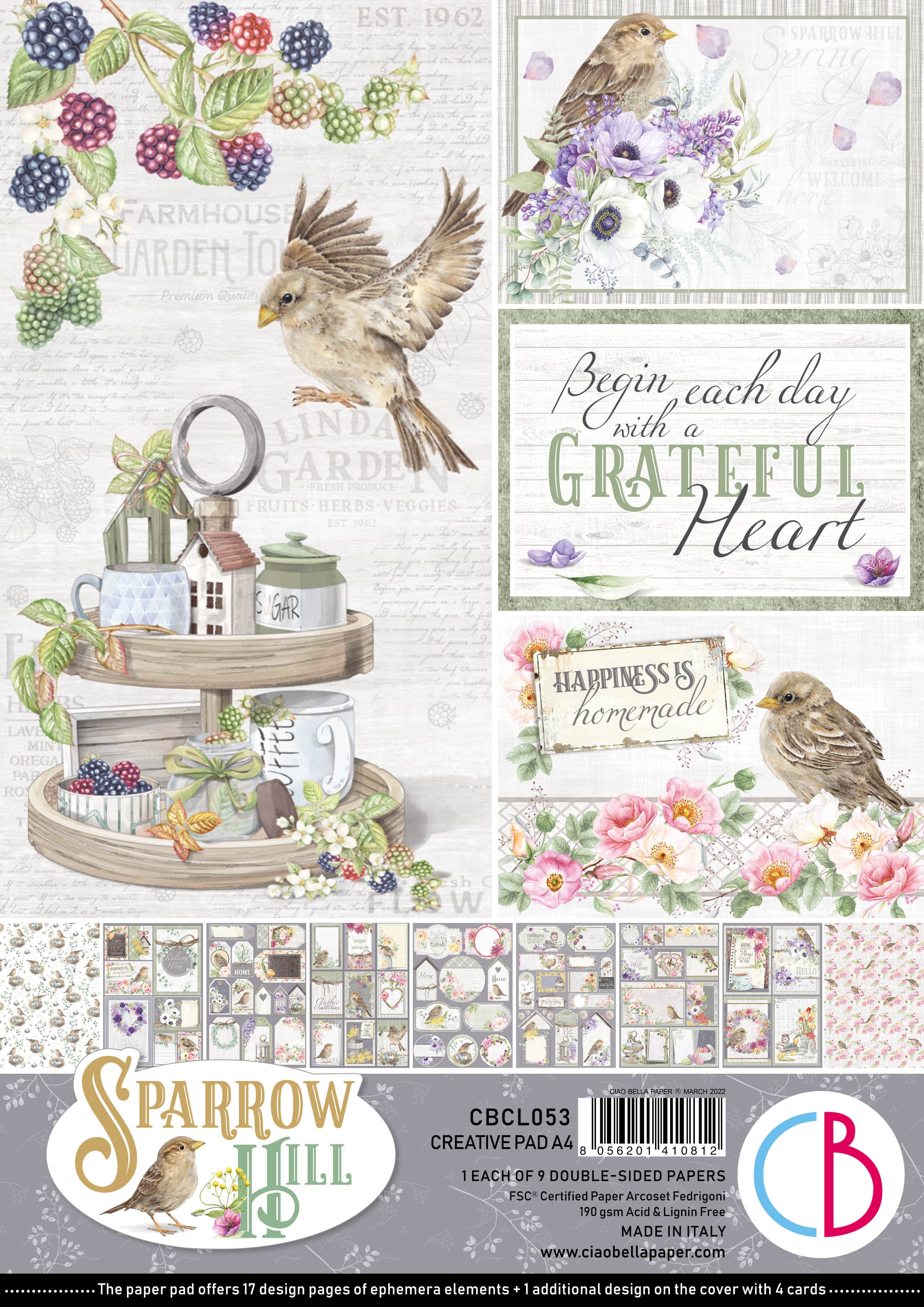 Ciao Bella Sparrow Hill Creative Pad A4 9/Pkg