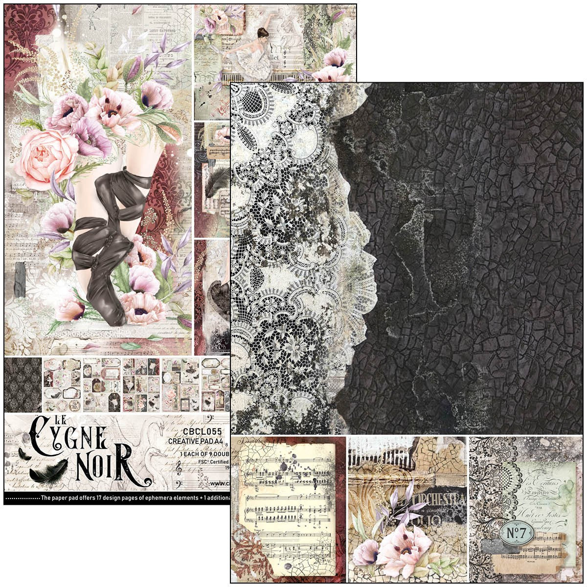 Ciao Bella Cygne Noir Creative Pad A4 9/Pkg