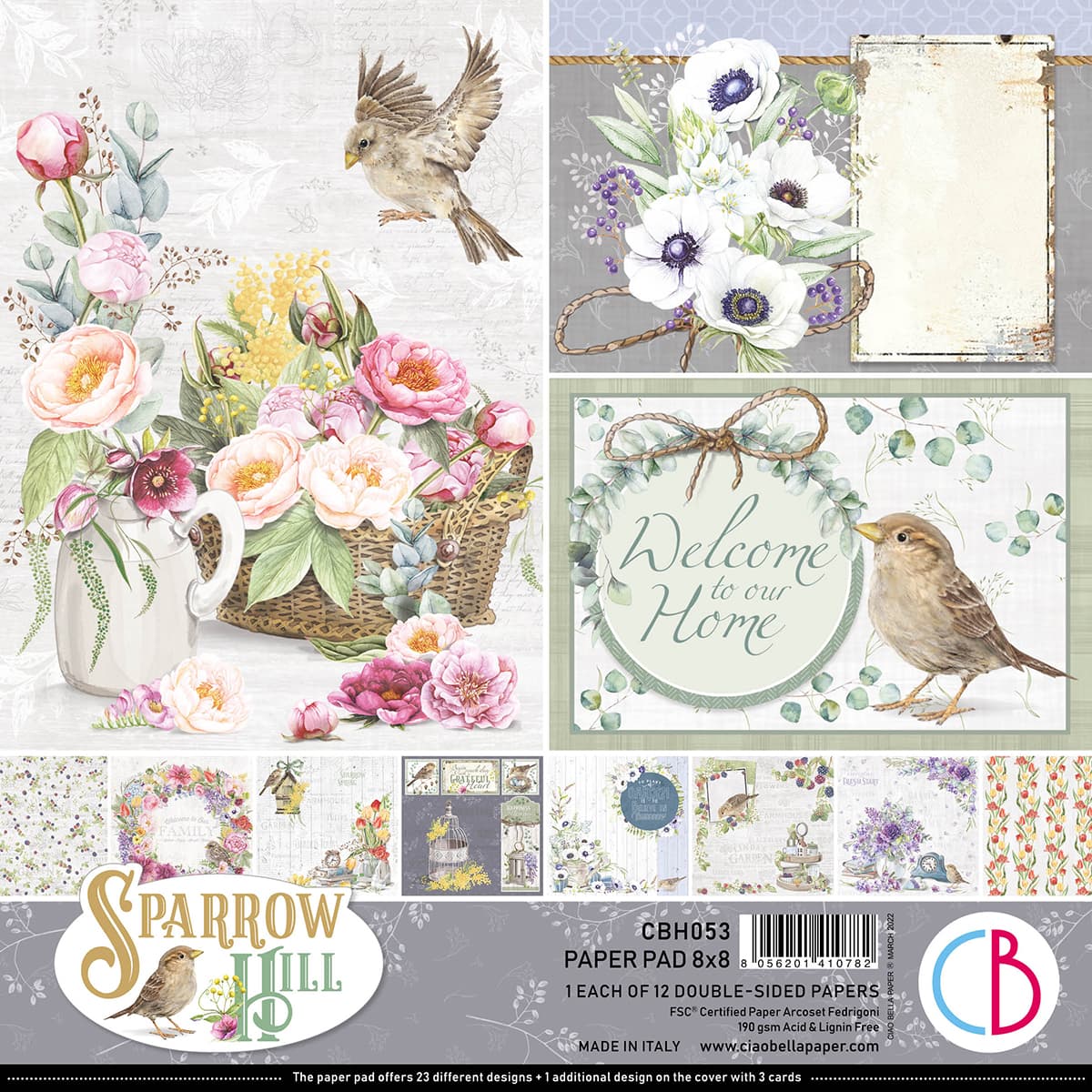 Ciao Bella Sparrow Hill Paper Pad 8x8 12/Pkg