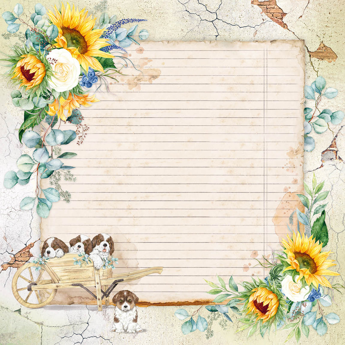 Ciao Bella Farmhouse Garden Paper Pad 8"x8" 12/Pkg