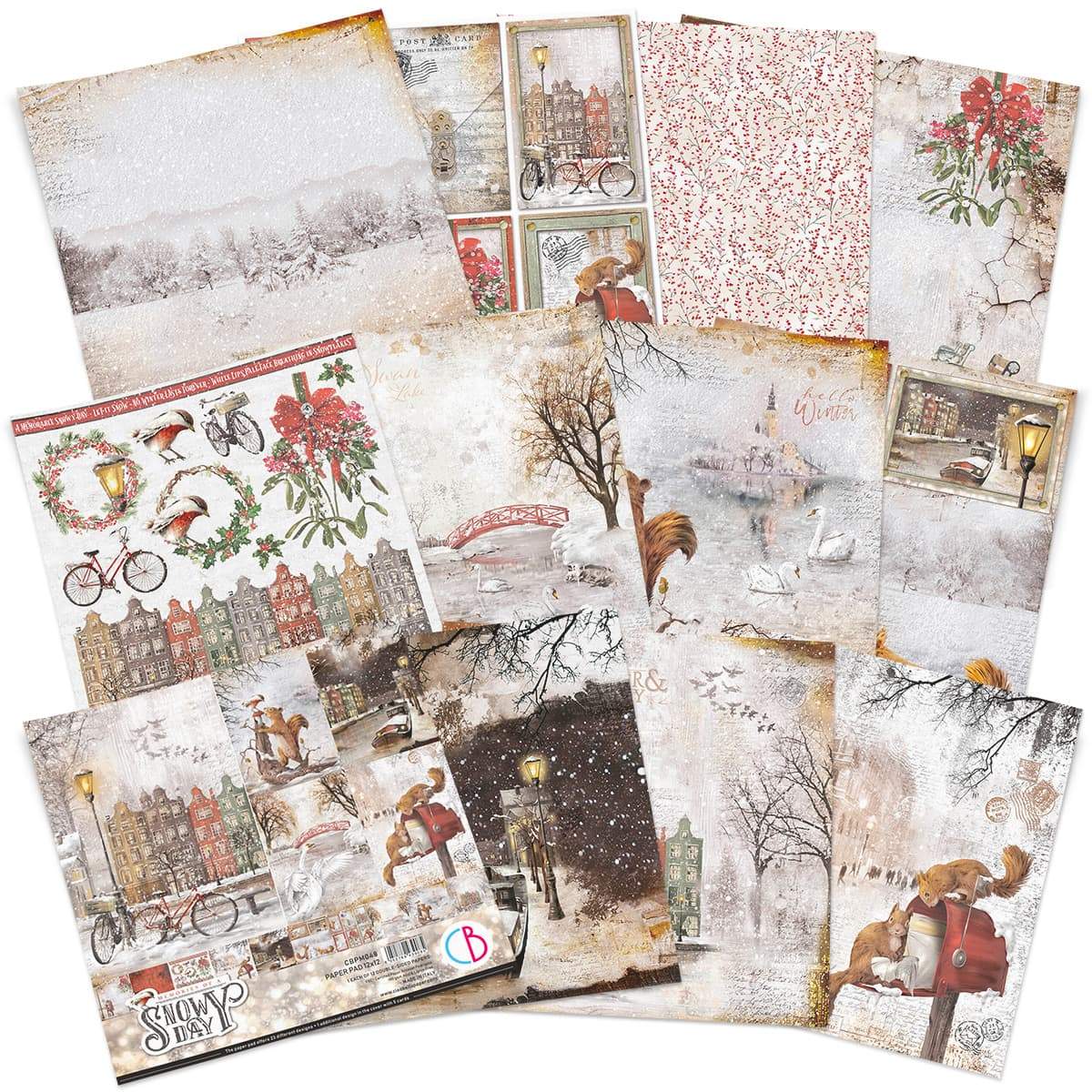 Ciao Bella Memories of a Snowy Day Paper Pad 12"x12" 12/Pkg