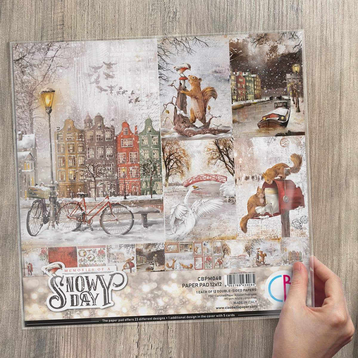 Ciao Bella Memories of a Snowy Day Paper Pad 12"x12" 12/Pkg