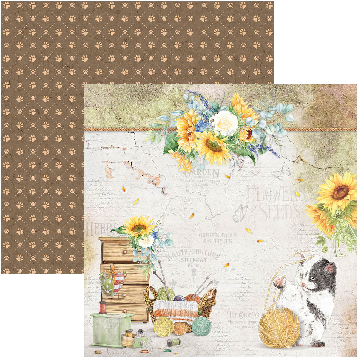 Ciao Bella Farmhouse Garden Paper Pad 12"x12" 12/Pkg