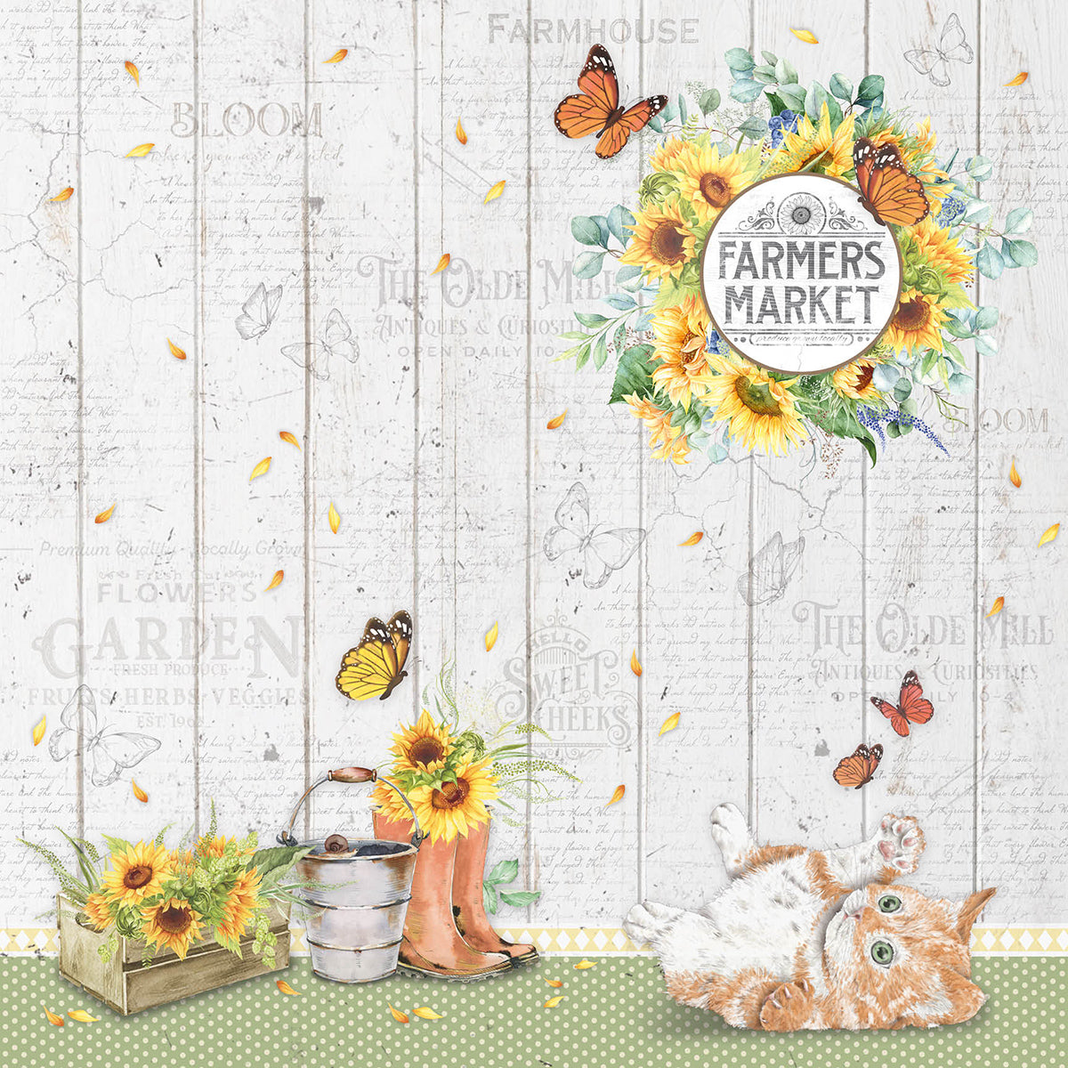 Ciao Bella Farmhouse Garden Paper Pad 12"x12" 12/Pkg