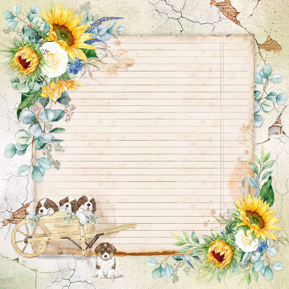 Ciao Bella Farmhouse Garden Paper Pad 12"x12" 12/Pkg