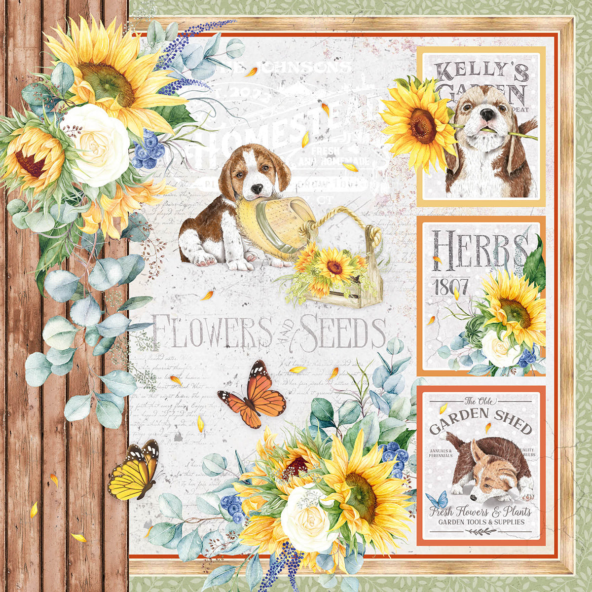 Ciao Bella Farmhouse Garden Paper Pad 12"x12" 12/Pkg