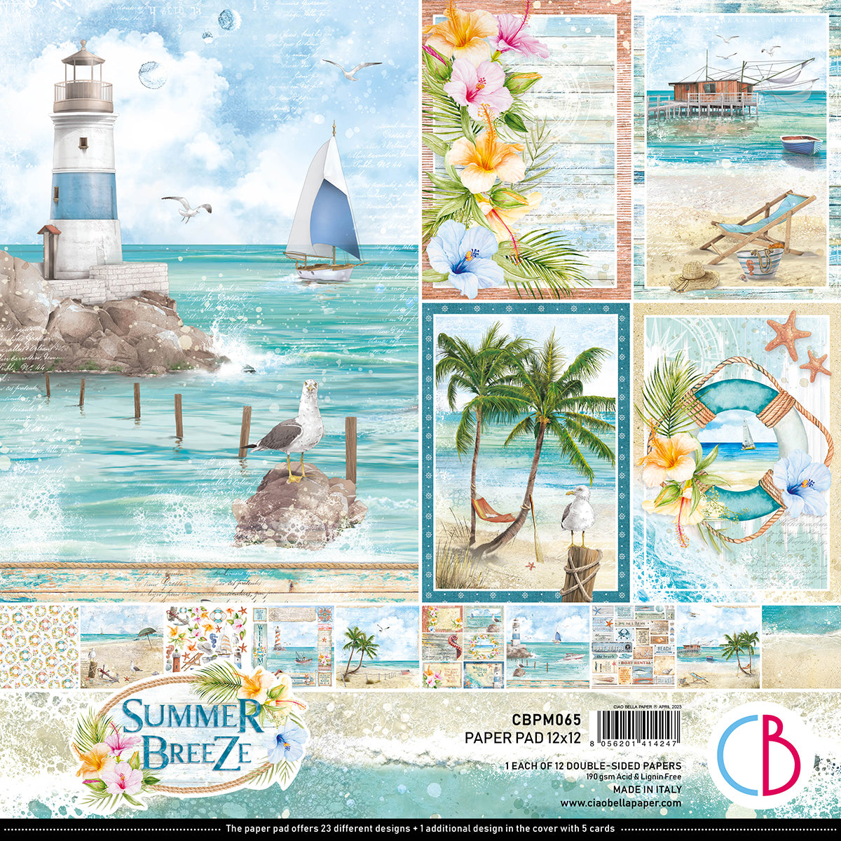 Ciao Bella Summer Breeze Paper Pad 12"x12" 12/Pkg