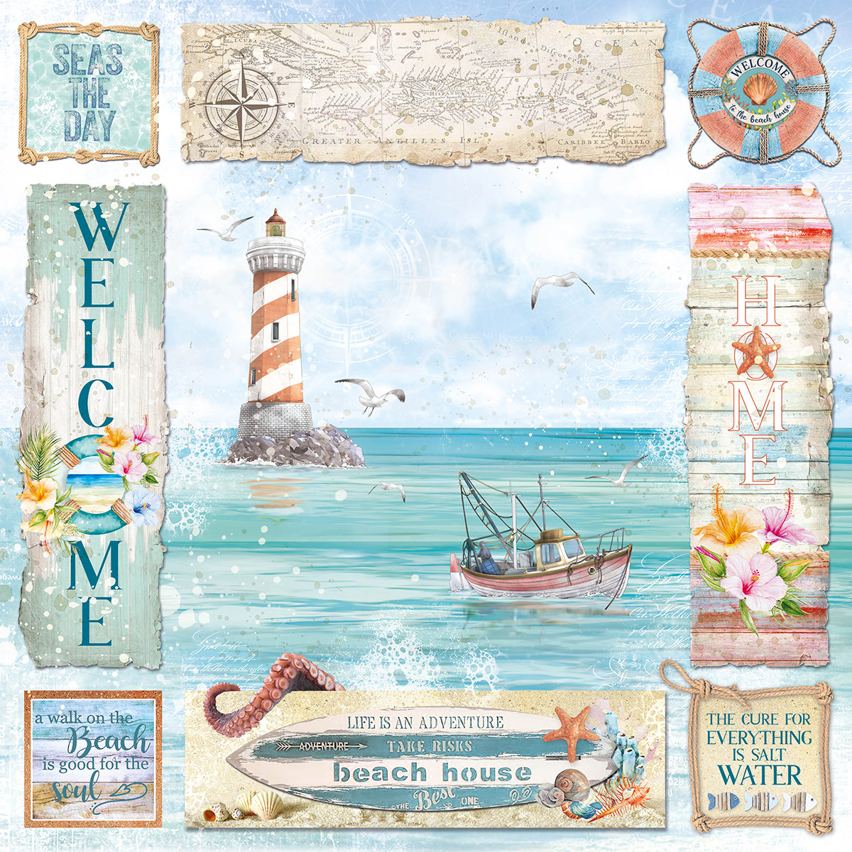 Ciao Bella Summer Breeze Paper Pad 12"x12" 12/Pkg