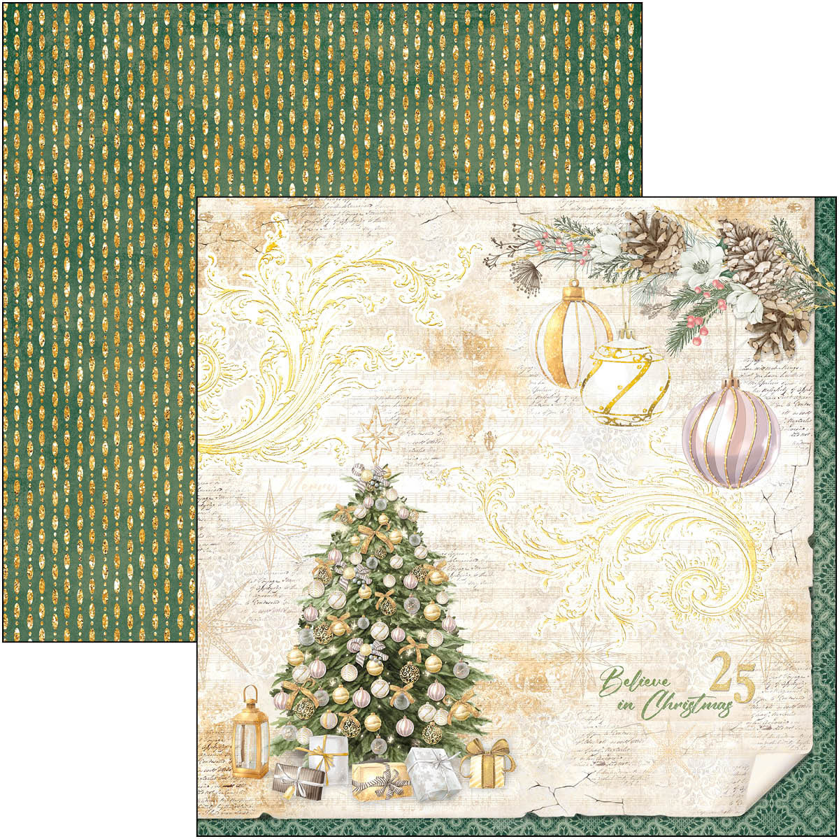 Ciao Bella Sparkling Christmas Paper Pad 12"x12" 12/Pkg