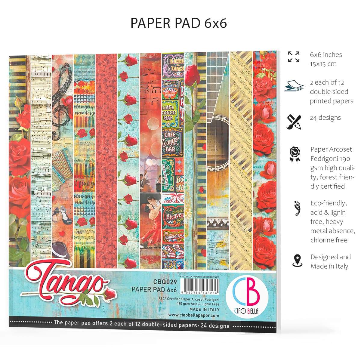 Ciao Bella Tango Paper Pad 6"x6" 24/Pkg