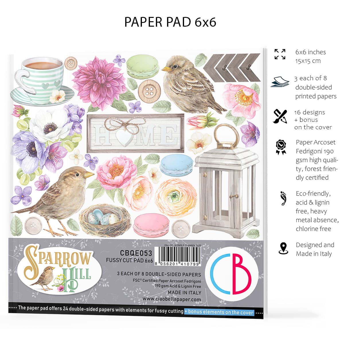 Ciao Bella Sparrow Hill Fussy Cut Pad 6x6 24/Pkg