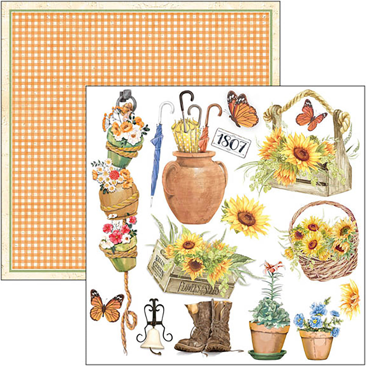 Ciao Bella Farmhouse Garden Fussy Cut Pad 6"x6" 24/Pkg