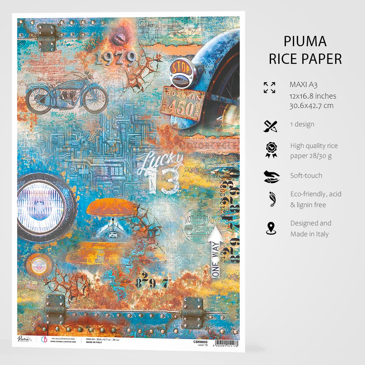 Ciao Bella Rice Paper A3 Lucky 13 - 3 Sheets