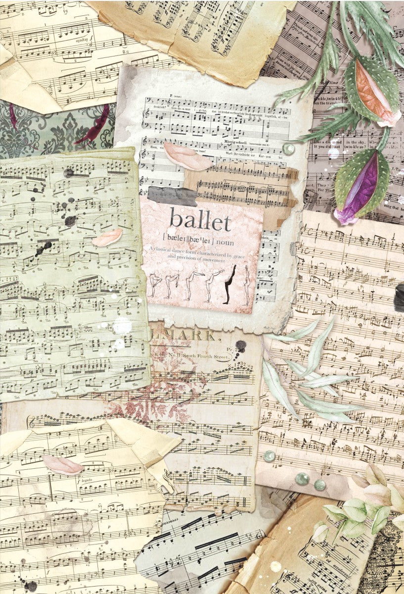 Ciao Bella Rice Paper A3 Piuma Ancient Musical Scores - 3 Sheets