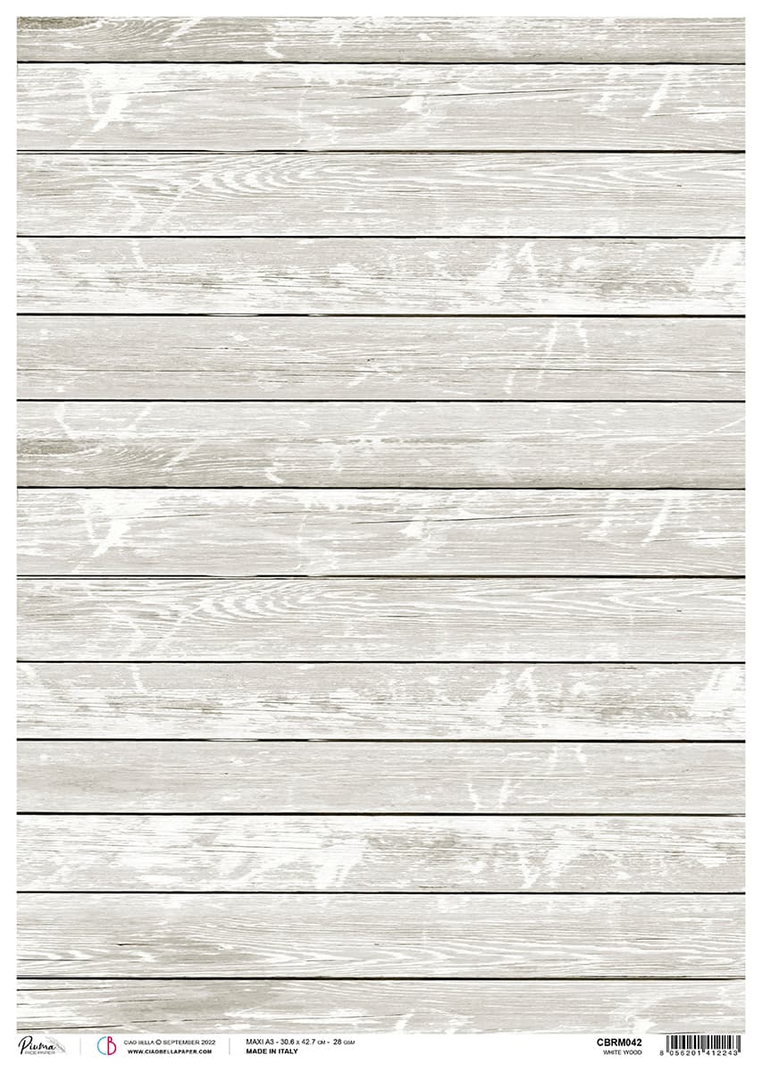 Rice Paper A3 Piuma White Wood - 3 Sheets