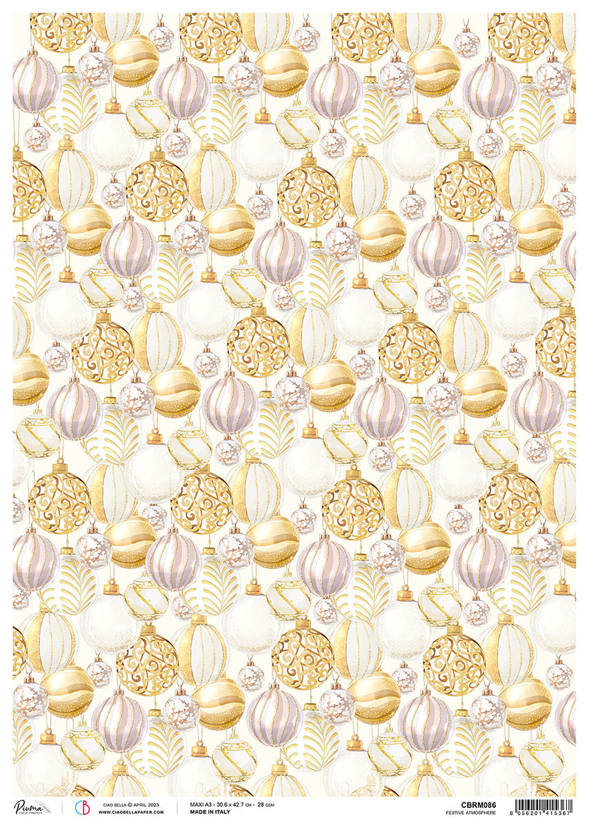 Ciao Bella Rice Paper A3 Piuma Festive Atmosphere - 3 Sheets