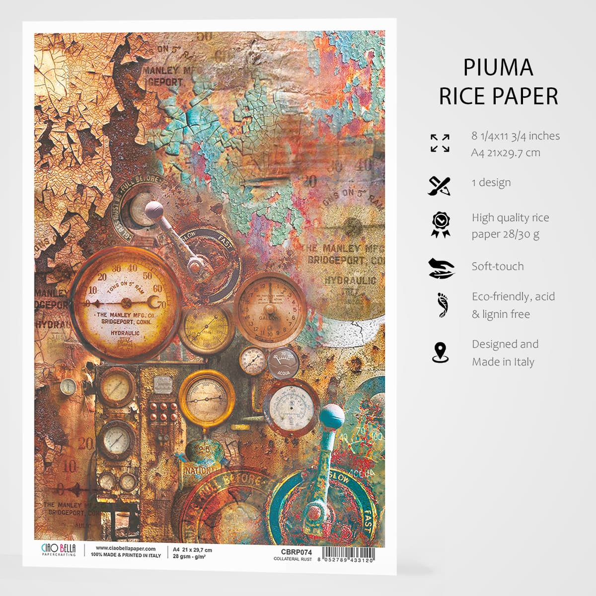Ciao Bella Rice Paper A4 Collateral Rust