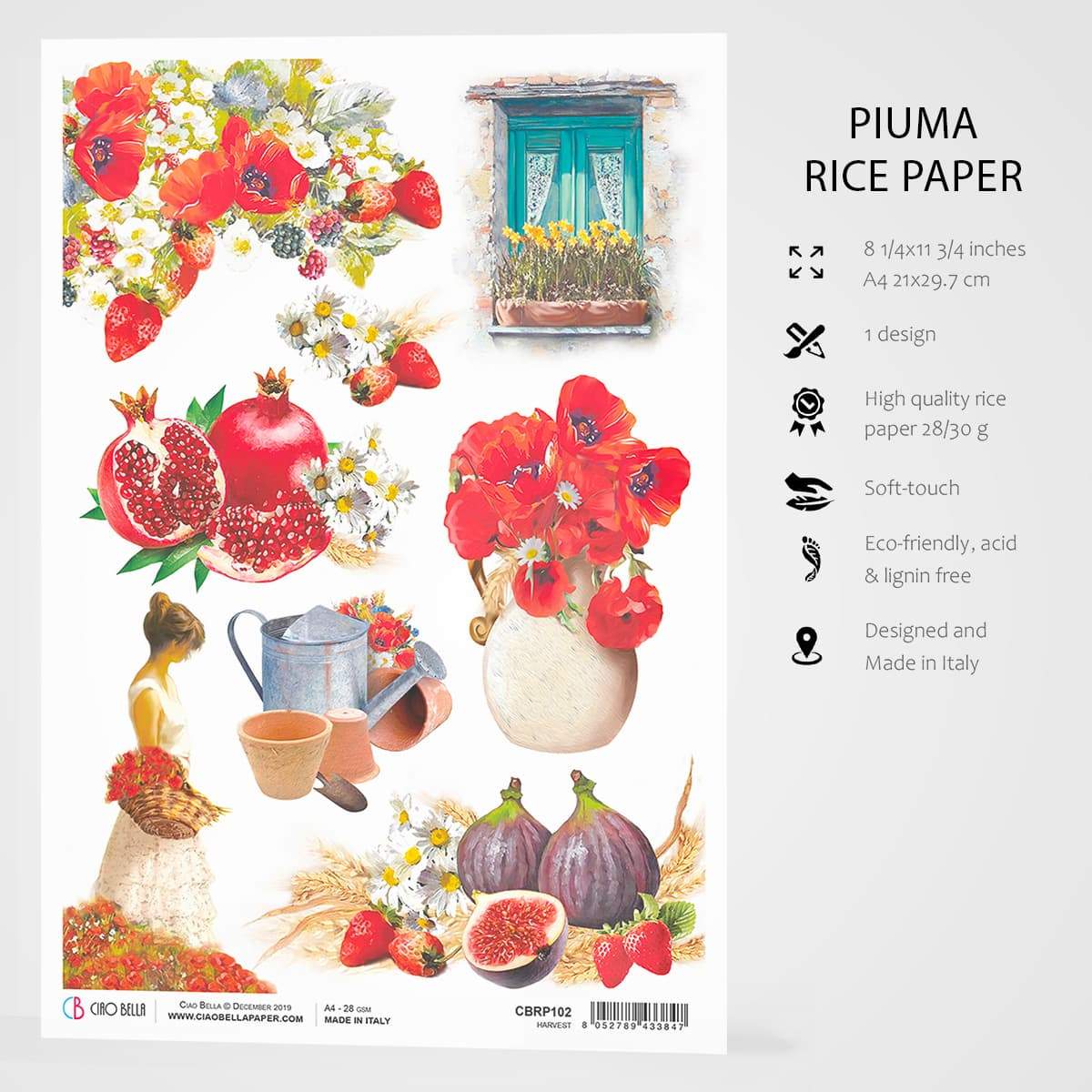 Ciao Bella Rice Paper A4 Harvest