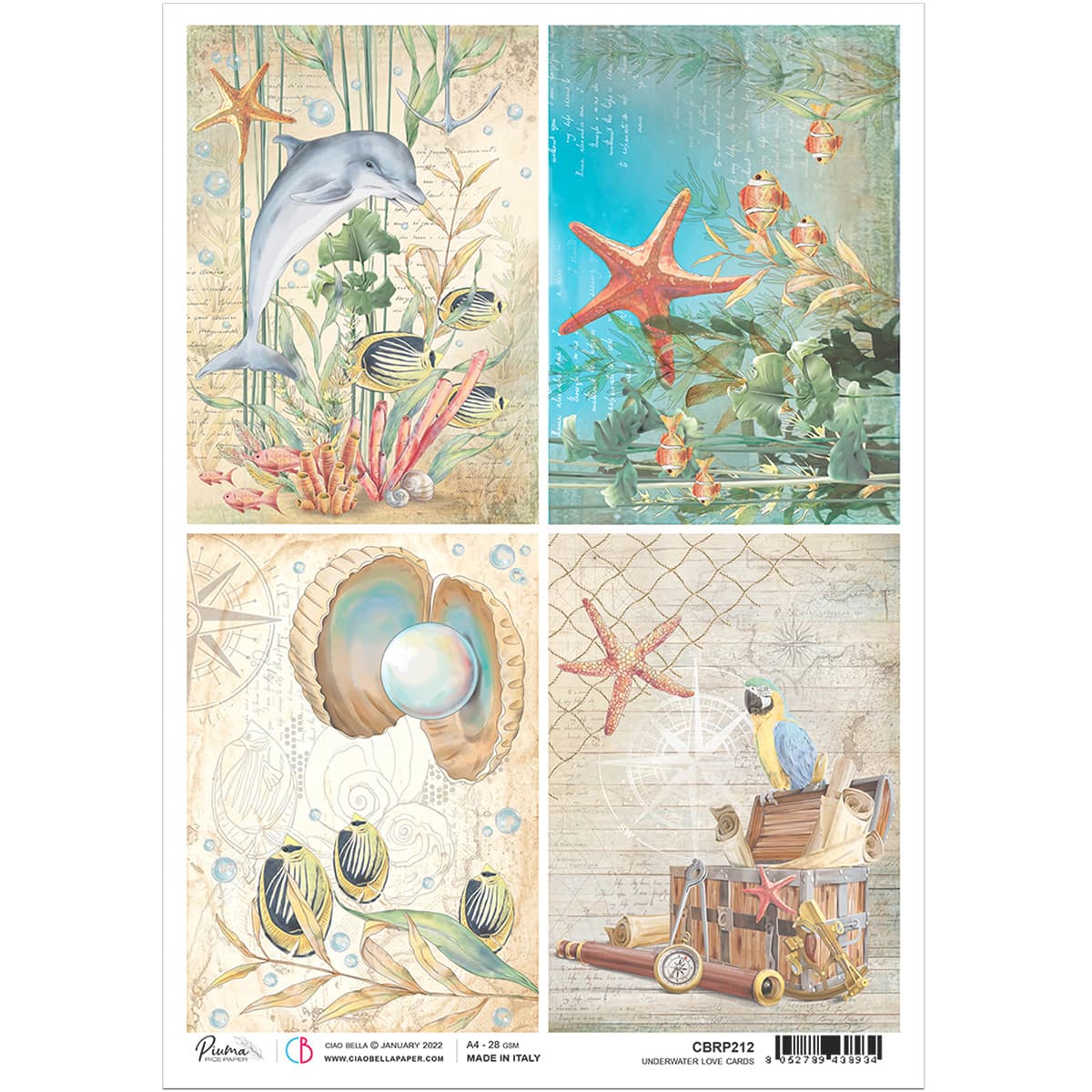 Ciao Bella Rice Paper A4 Underwater Cards