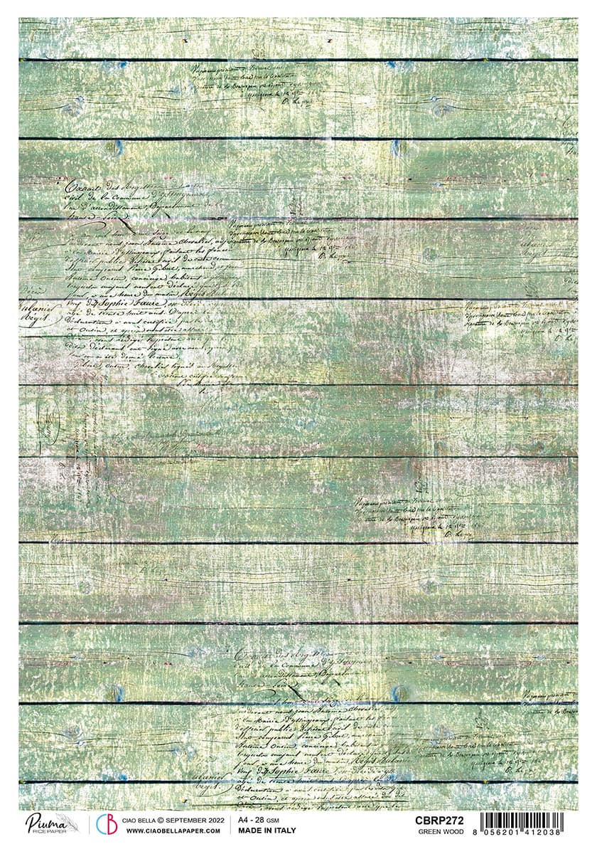 Rice Paper A4 Piuma Green wood - 5 Sheets