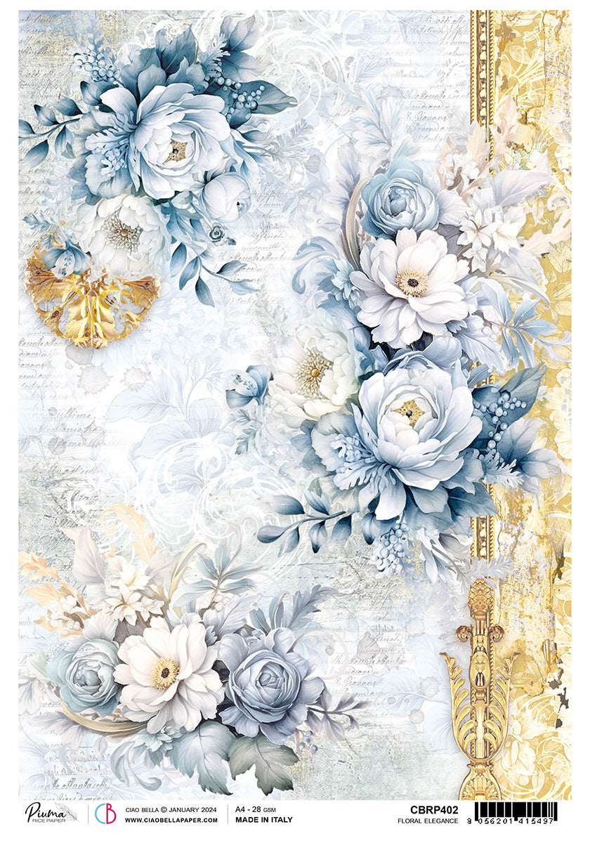 Rice Paper A4 Piuma Floral Elegance - 5 Sheets