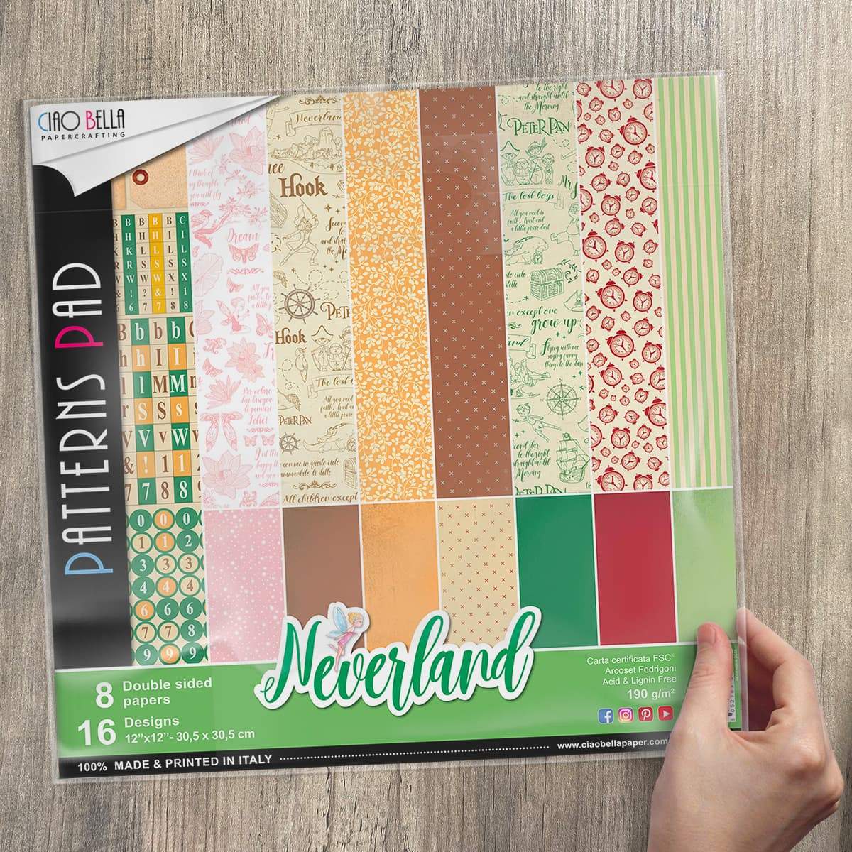 Ciao Bella Neverland Patterns Pad 12"x12" 8/Pkg