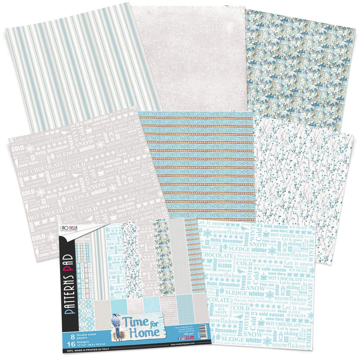 Ciao Bella Time For Home Patterns Pad 12"x12" 8/Pkg
